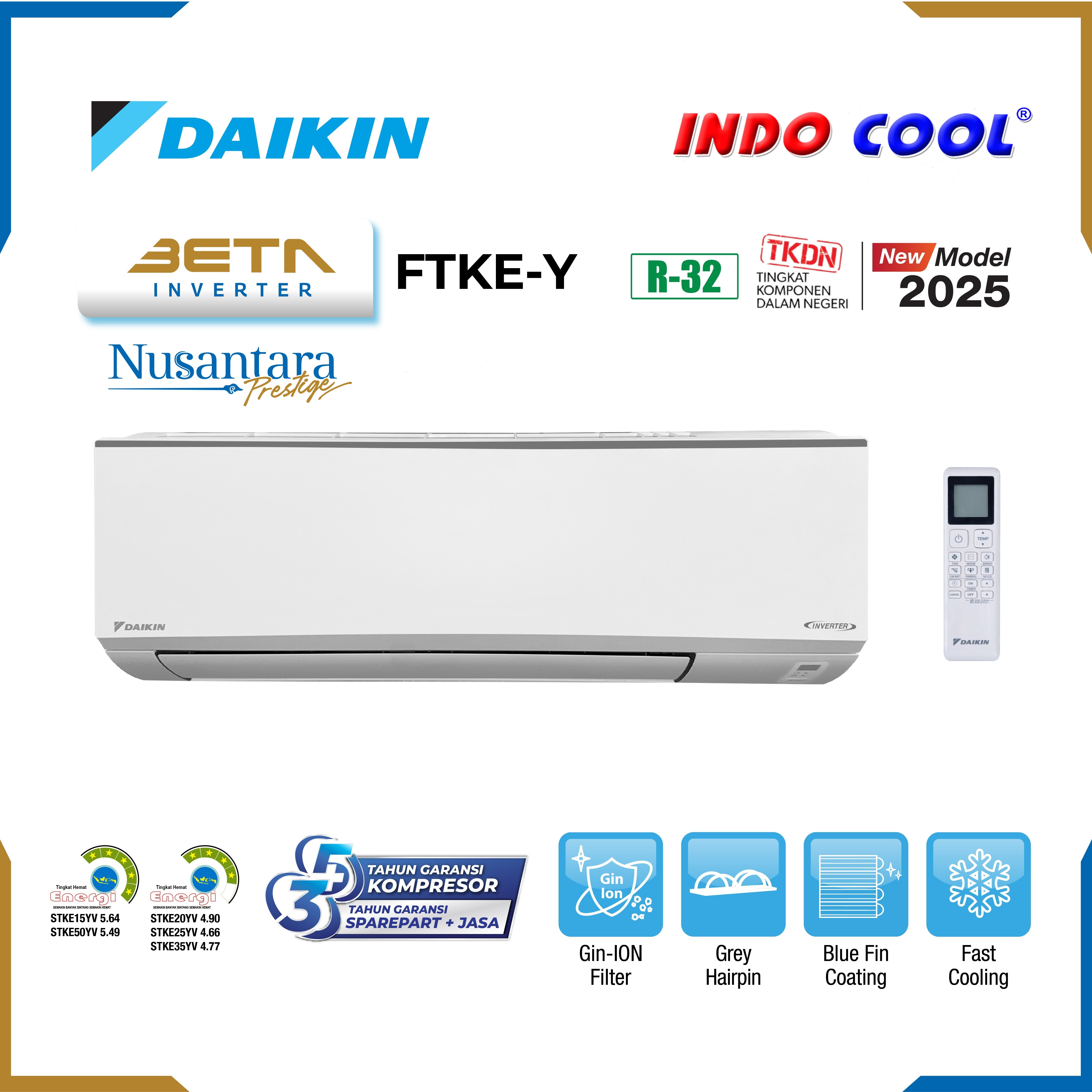 AC DAIKIN BETA INVERTER 1PK FTKE25 Nusantara Prestige